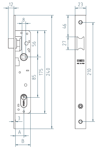 cerradura puerta metálica 1553